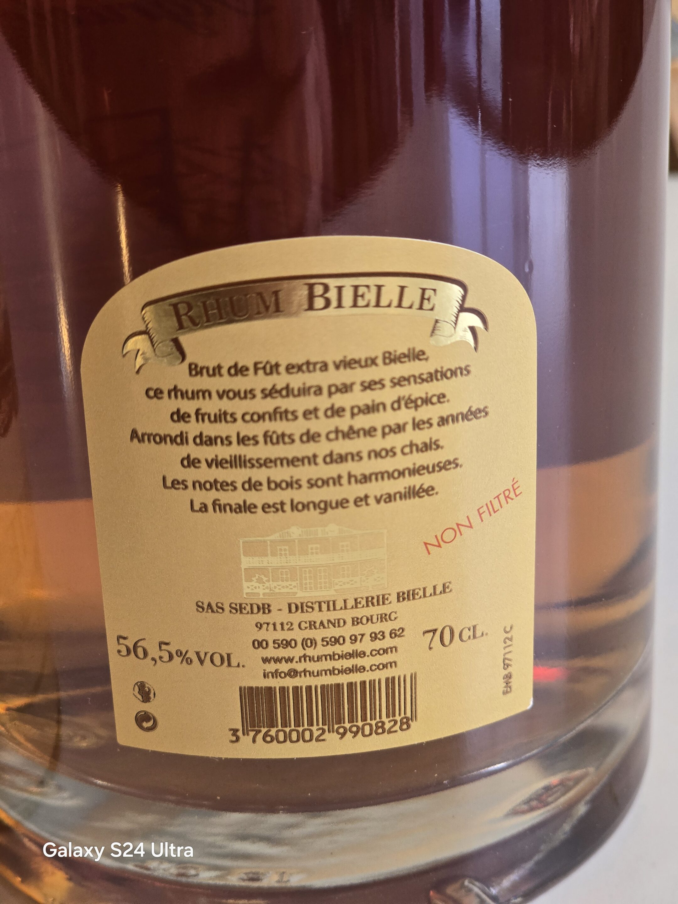 Rhum vieux Bielle brut de fût 70 cl 57,3° millésime 2010 – Image 2