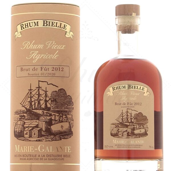 RHUM VIEUX BIELLE brut de fût 70 cl 53.7° millésime  2012 soutiré en 2020 8 ans