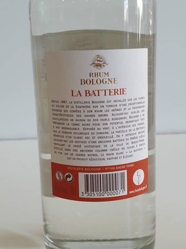 RHUM BLANC BOLOGNE LA BATTERIE 70 cl 58.6° – Image 2