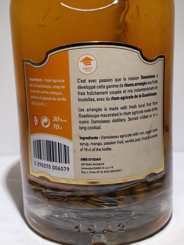 RHUM ARRANGE DAMOISEAU MANGUE PASSION 70 cl 30° – Image 2