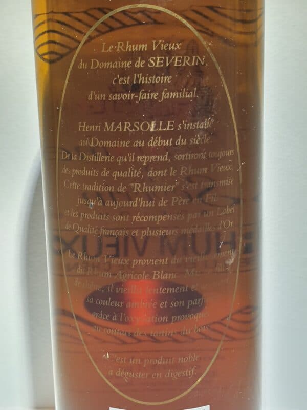 RHUM VIEUX SEVERIN  70 cl 45° MILLESIME 1996 – Image 2