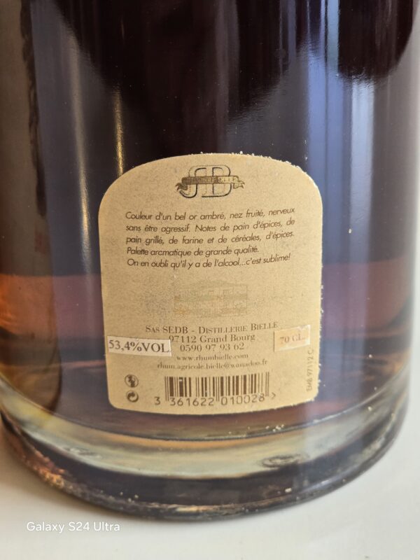 RHUM VIEUX BIELLE  70 cl 56.2 ° MILLESIME 2003 – Image 2