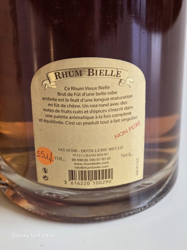 RHUM VIEUX BIELLE 70 cl 55.4° MILLESIME 2007 – Image 2