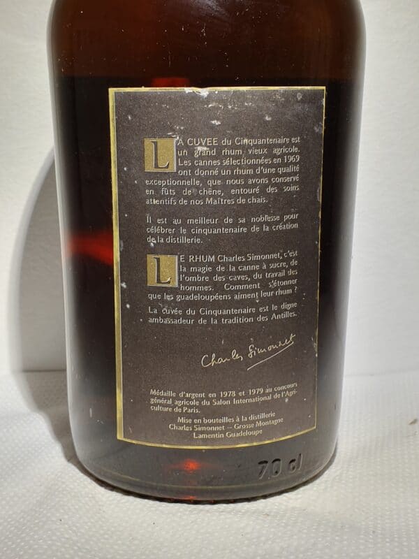 RHUM VIEUX SIMONNET 70 cl 45° MILLESIME 1969 – Image 2