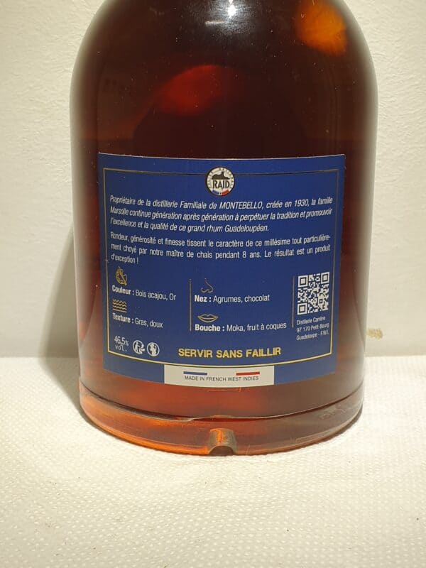 RHUM VIEUX MONTEBELLO 70 cl 46.5°BDF CUVEE SPECIALE RAID  8 ANS – Image 3