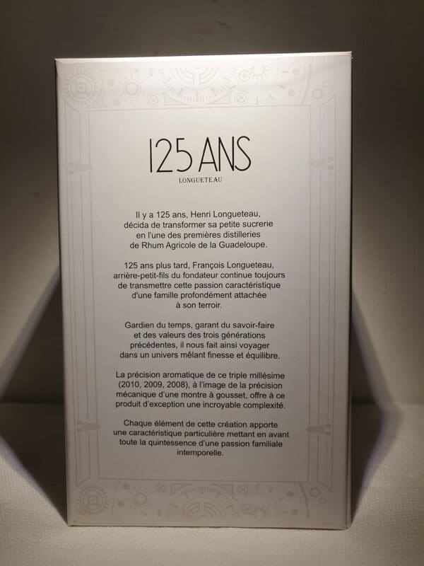RHUM VIEUX LONGUETEAU CUVEE 125 ANS 70 cl 44.4° – Image 2