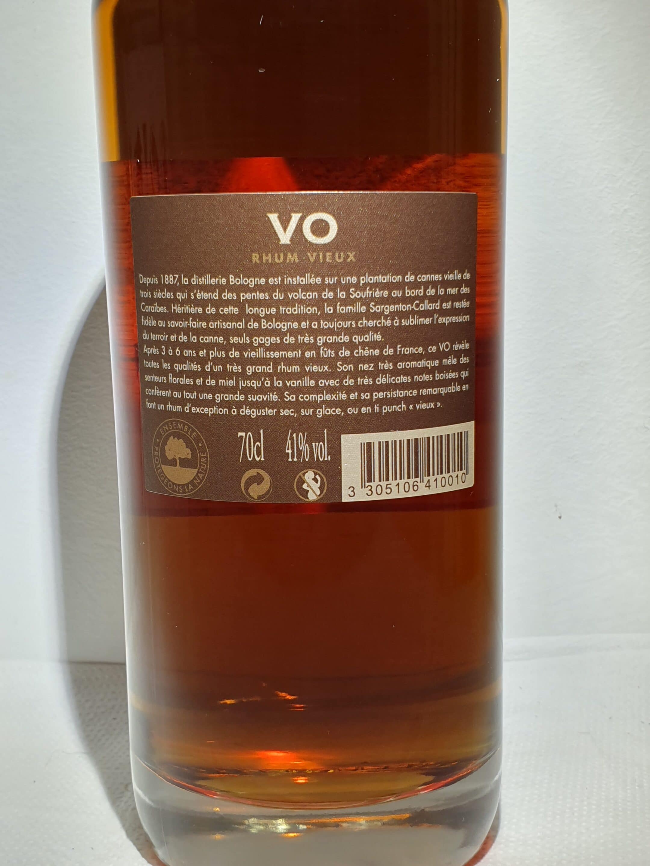 RHUM VIEUX BOLOGNE 70 cl 41° VO - Rhum Caraibes