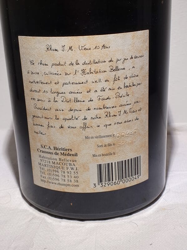 RHUM VIEUX JM 70 CL 49.6° MILLESIME 1990 – Image 4