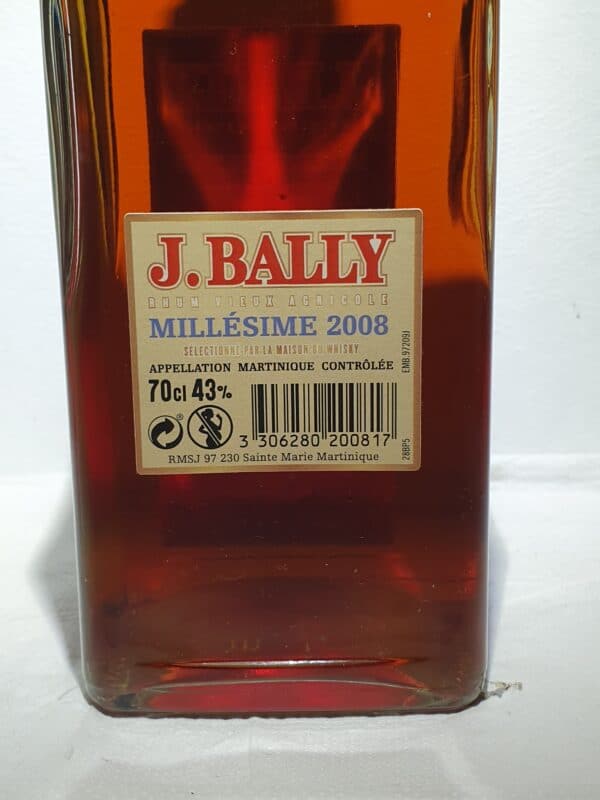 RHUM VIEUX BALLY 70 CL 43° LMDW MILLESIME 2008 – Image 2