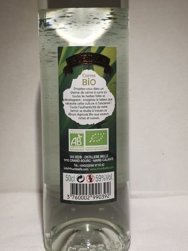RHUM BLANC AGRICOLE BIELLE BIO 50 CL 59° – Image 3
