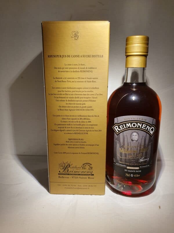 RHUM VIEUX REIMONENQ 70 CL 45°MILLESIME 2009 FERNAND D'OR +11ANS – Image 3