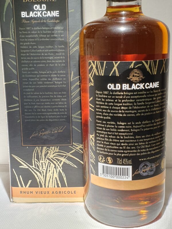 RHUM VIEUX BOLOGNE OLD BLACK CANE 70 CL 45° – Image 2