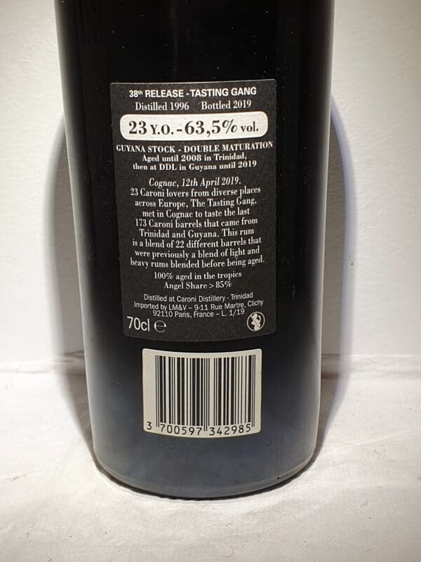 RHUM VIEUX CARONI 70 CL 63.5° MILLESIME 1996 TASTING GANG – Image 3