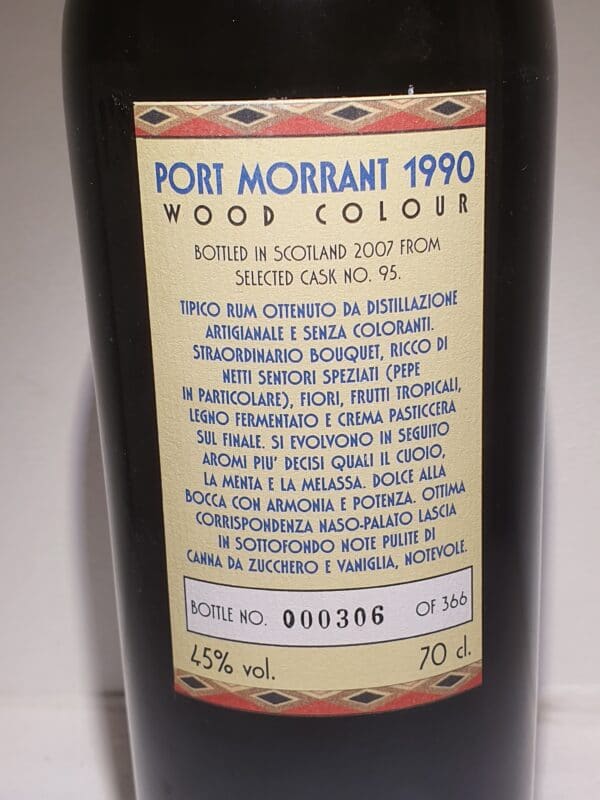 RHUM VIEUX SAMAROLI PORT MORRANT 1990 70 CL 45° FUT 95 – Image 2