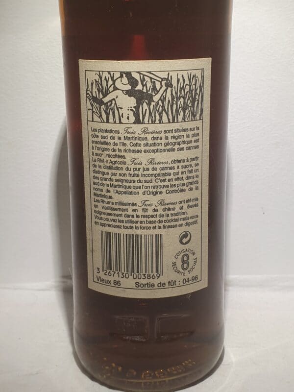 RHUM VIEUX TROIS RIVIERES 70 CL 45° MILLESIME 1986 – Image 3