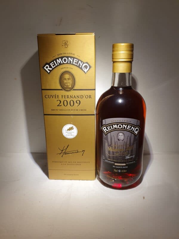 RHUM VIEUX REIMONENQ 70 CL 45°MILLESIME 2009 FERNAND D'OR +11ANS