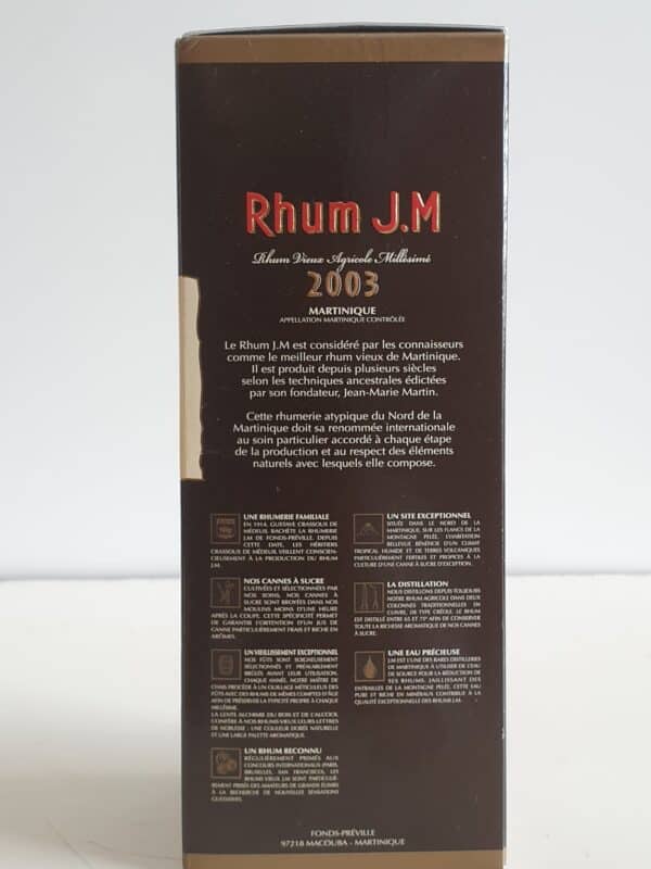 RHUM VIEUX JM 70 CL 44.8° MILLESIME 2003 13 ANS D'AGE – Image 4