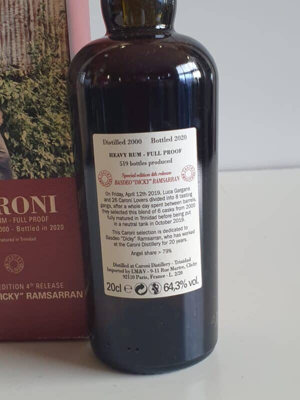 RHUM VIEUX CARONI 20 CL 64.3° BASDEO" DICKY" RAMSARRAN  Employées 4 th rel – Image 2