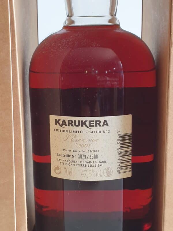 RHUM VIEUX KARUKERA 70 CL 47.5° L'EXPRESSION BATCH 2 – Image 2