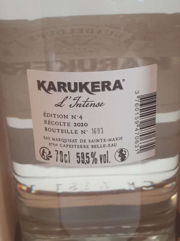 RHUM BLANC KARUKERA 70 CL 59.5° L'INTENSE – Image 2