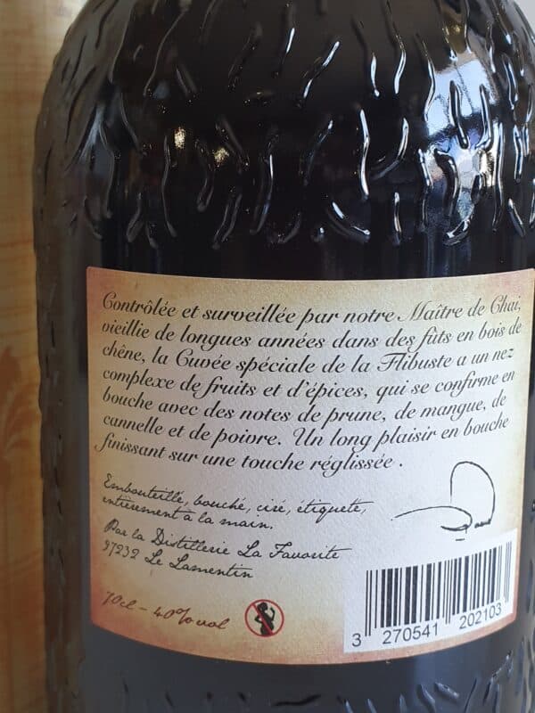 RHUM VIEUX LA FAVORITE 70 CL 40° LA FLIBUSTE MILLESIME 1994 – Image 3