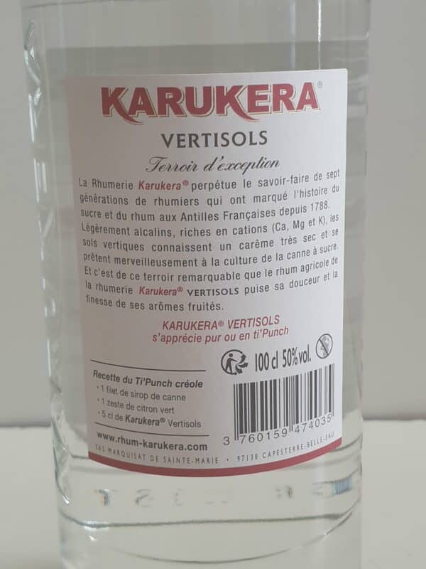 RHUM BLANC KARUKERA 1 L 59.5° VERTISOLS – Image 3