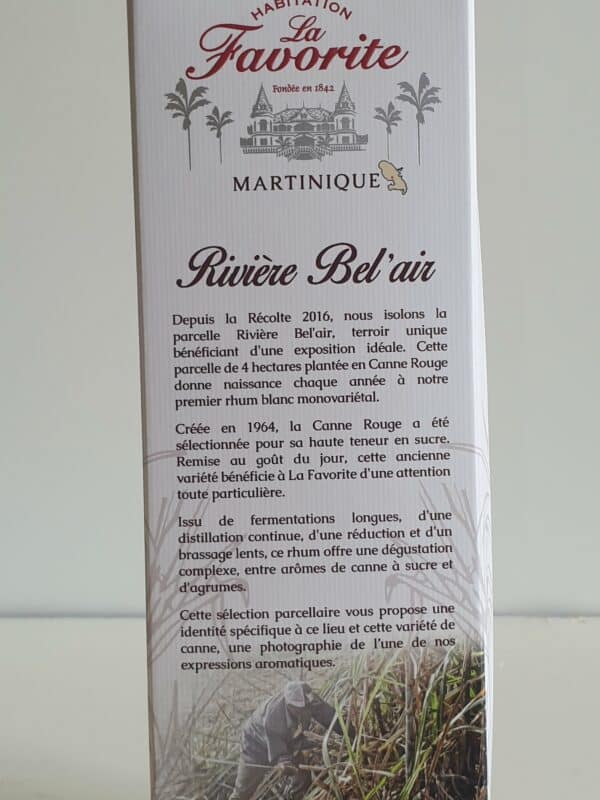 RHUM BLANC LA FAVORITE 70 CL 53° CUVEE RIVIERE BEL' AIR MILLESIME 2020 – Image 4