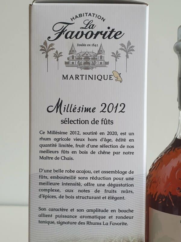 RHUM VIEUX LA FAVORITE 70 CL 49.3° MILLESIME 2012 – Image 4
