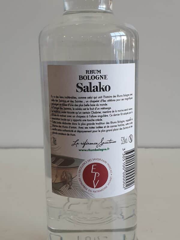 RHUM BLANC BOLOGNE 70 CL 52° " SALAKO " – Image 2