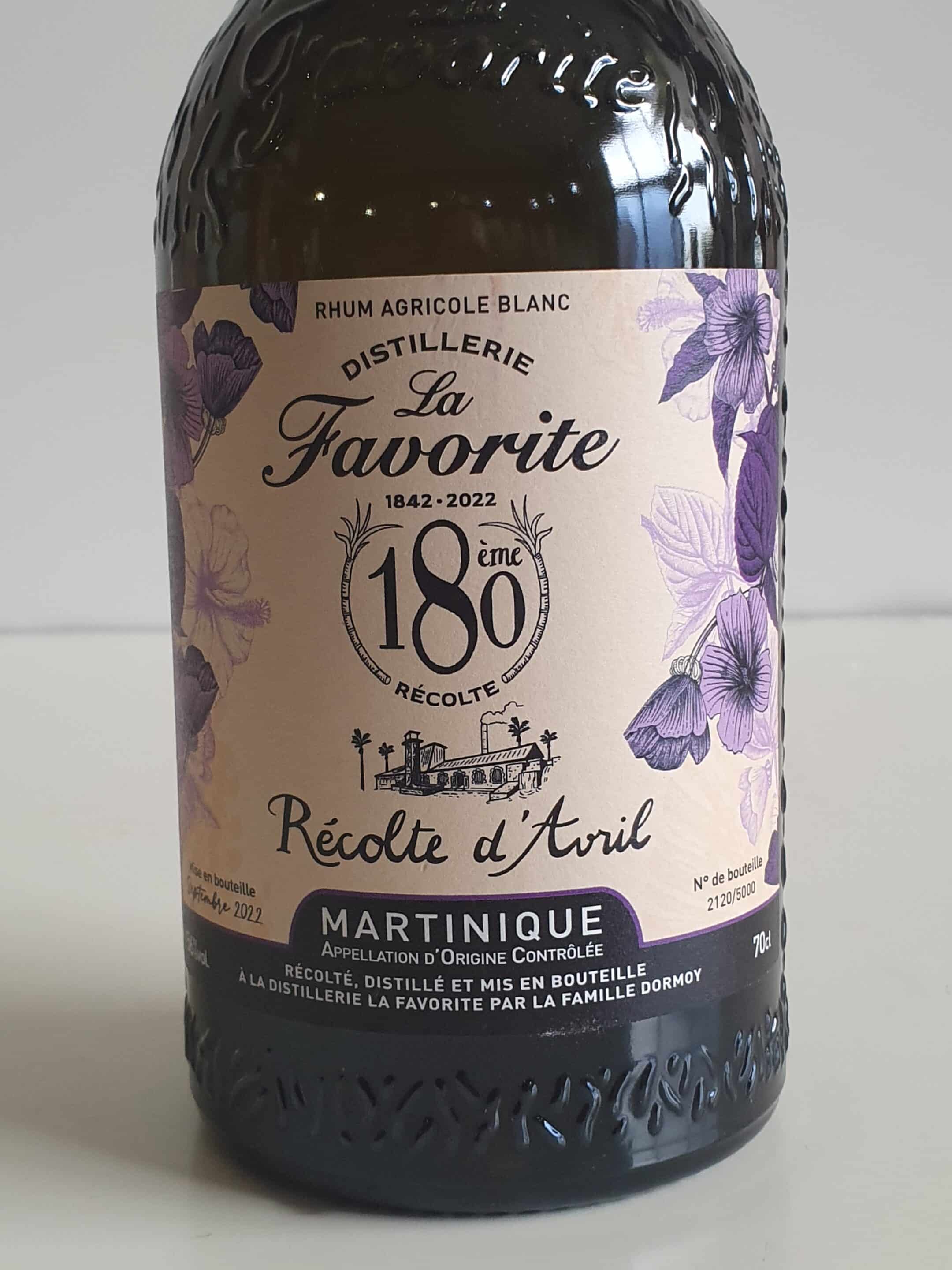 LA FAVORITE - Rhum Blanc - 180ème Récolte - Juin 2022 - 56%