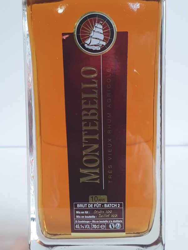 RHUM VIEUX MONTEBELLO 70 CL 45.1° MILLESIME 2010 BATCH 2 – Image 3