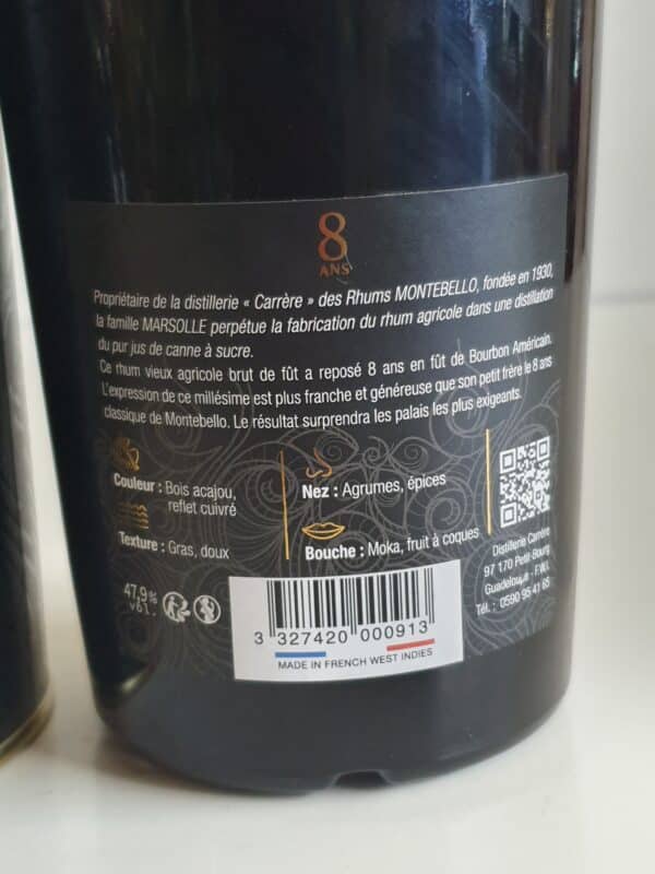 RHUM VIEUX MONTEBELLO 70 CL 47.9° "LE BRUT DE FUT" MILLESIME 2014 BATCH 1 – Image 2