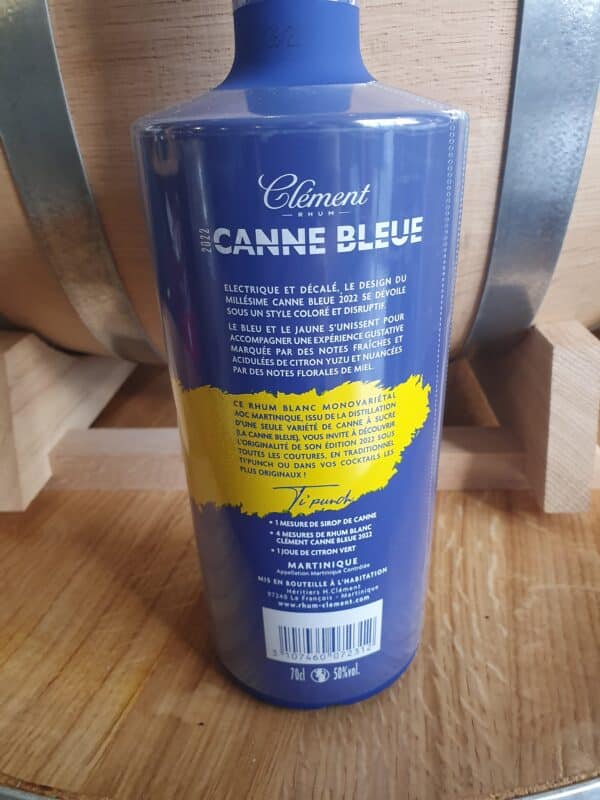 RHUM BLANC CLEMENT 70 CL 50° CANNE BLEUE 2022 – Image 2