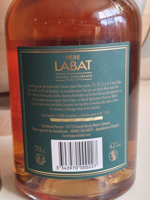 RHUM VIEUX PERE LABAT 70 CL 42° GRAND DIPLOMATE – Image 2