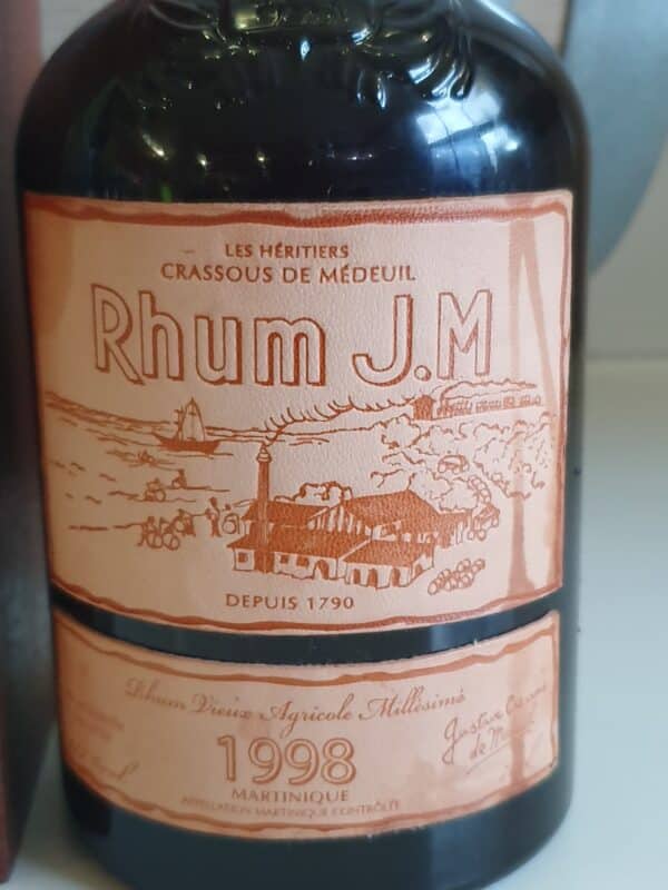 RHUM VIEUX JM 70 CL 43.7° MILLESIME 1998 15 ANS ETIQUETTE CUIR – Image 5