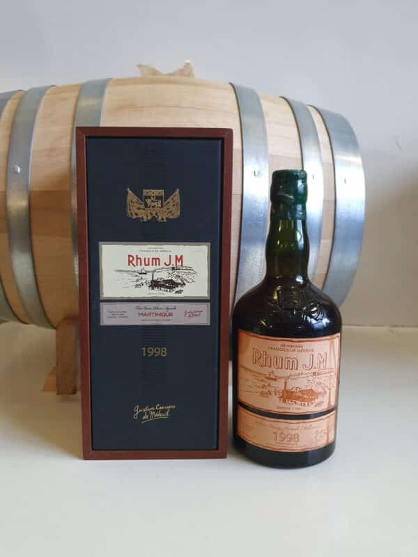 RHUM VIEUX JM 70 CL 43.7° MILLESIME 1998 15 ANS ETIQUETTE CUIR