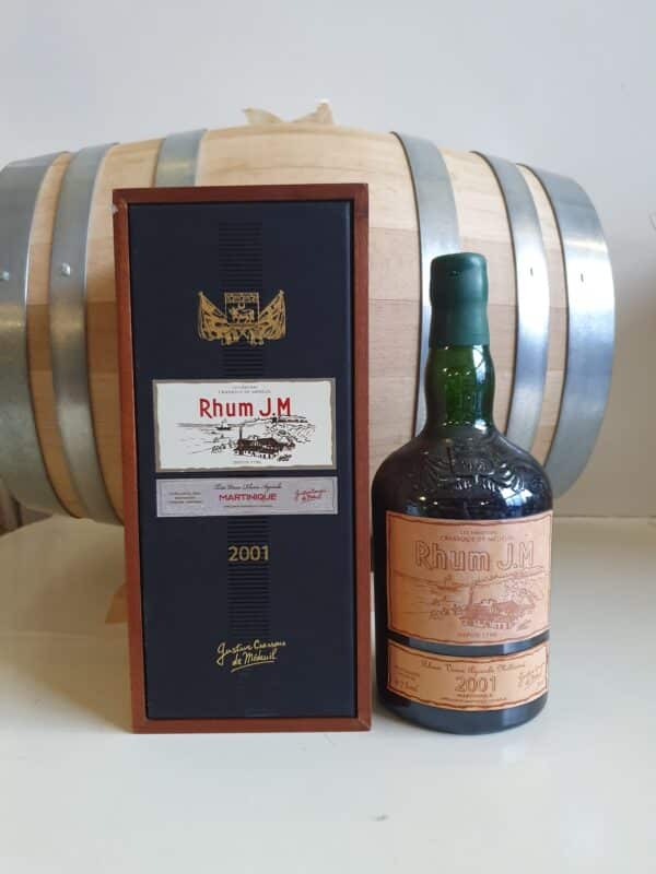 RHUM VIEUX JM 70 CL 41.7° MILLESIME 2001 ETIQUETTE CUIR 15 ANS