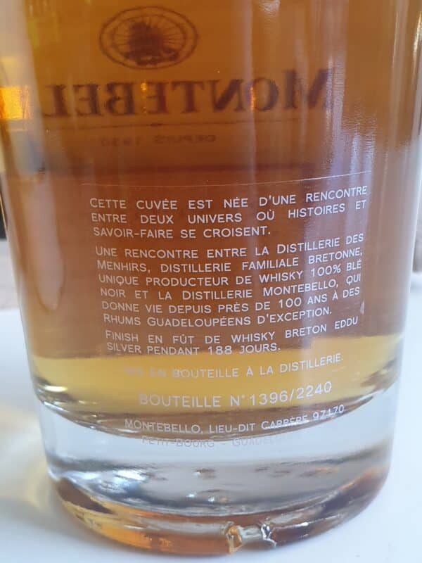 RHUM VIEUX MONTEBELLO 50 CL 47.6° MILLESIME 2015 FINISH WHISKY EDDU – Image 2