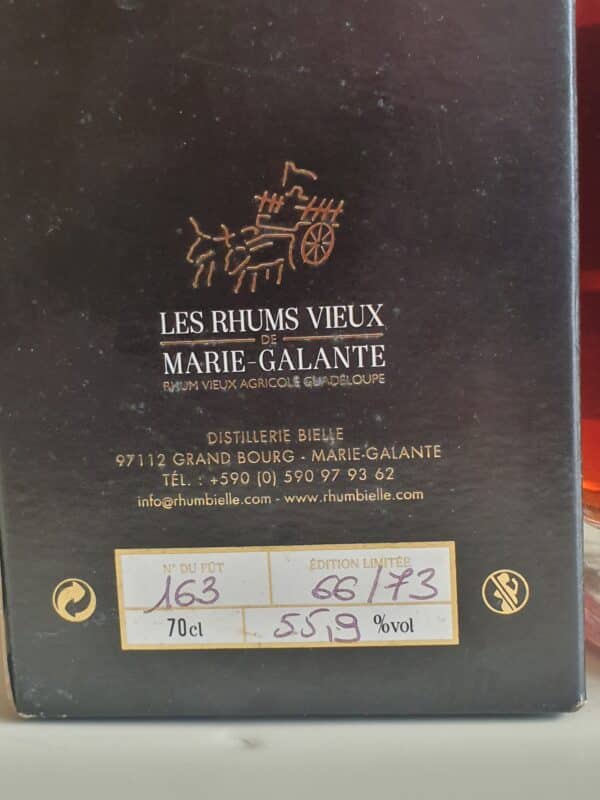 RHUM VIEUX RVMG / BIELLE 70 CL 55.9° MILLESIME 2005 FUT 163 – Image 2