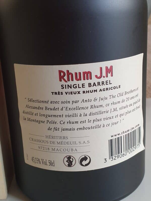 RHUM VIEUX JM 50 CL 43.15 ° MILLESIME 1999  21 ANS – Image 3