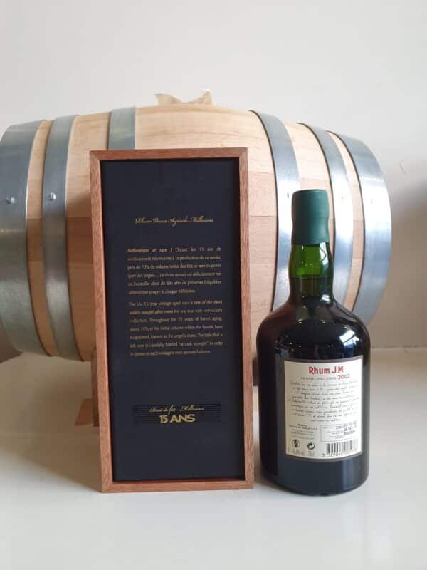 RHUM VIEUX JM 70 CL 41.5° MILLESIME 2002 ETIQUETTE CUIR 15 ANS – Image 2