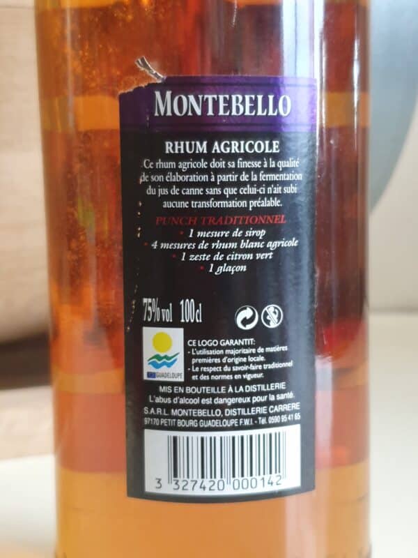 RHUM AGRICOLE AMBRE MONTEBELLO 1 L 75° – Image 3