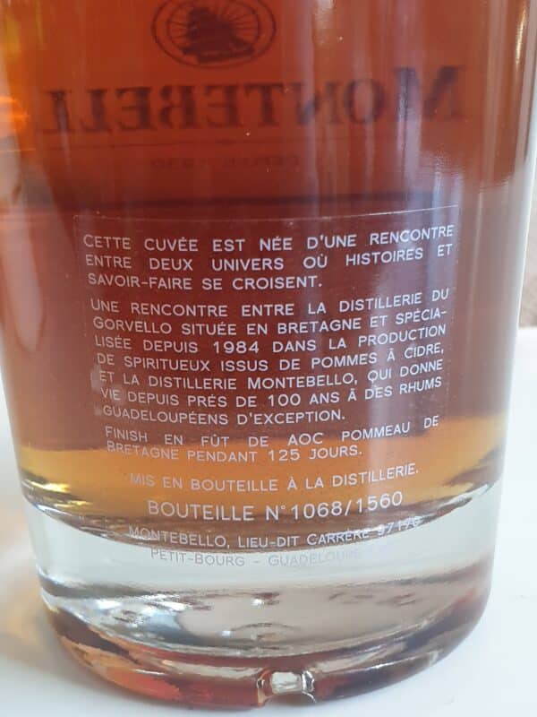 RHUM VIEUX MONTEBELLO 50 CL 49.1° MILLESIME 2015 FINISH POMMEAU DE BRETAGNE – Image 2