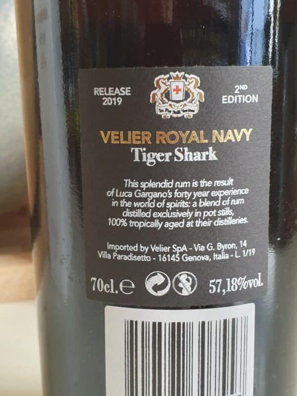 RHUM VIEUX VELIER ROYAL NAVY 70 CL 57.18° TIGER SHARK – Image 2
