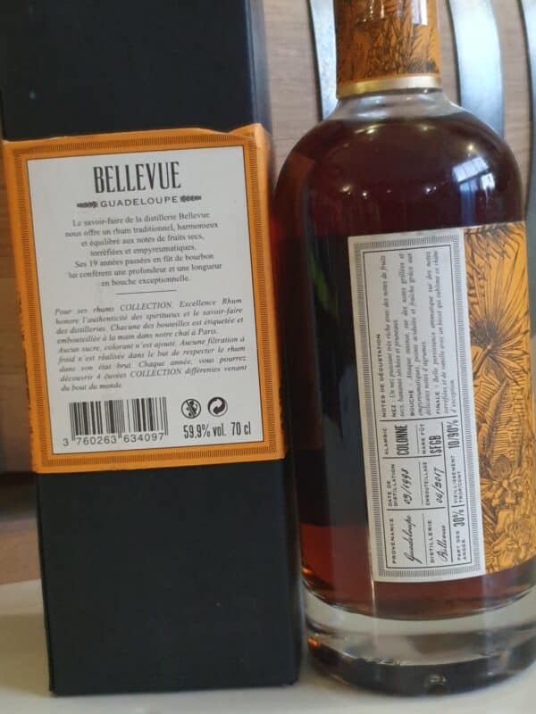 RHUM VIEUX BELLEVUE/DAMOISEAU 70 CL 59.9° MILLESIME 1998 – Image 2