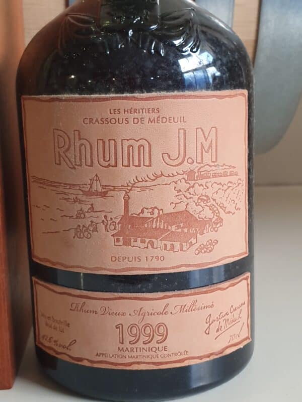 RHUM VIEUX JM 70 CL 42.6°MILLESIME 1999 ETIQUETTE CUIR 15 ANS – Image 2