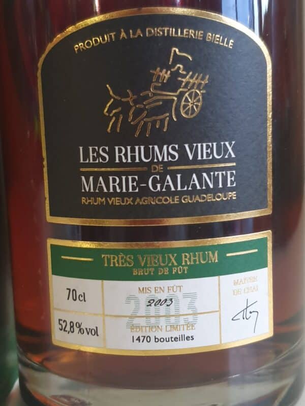 RHUM VIEUX RVMG 70 CL 52.8% MILLESIME 2003 – Image 2