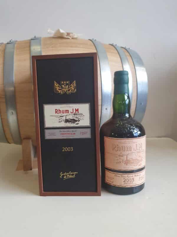 RHUM VIEUX JM 70 CL 41.8° MILLESIME 2003 ETIQUETTE CUIR 15 ANS