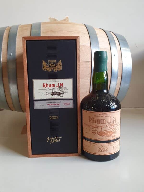RHUM VIEUX JM 70 CL 41.5° MILLESIME 2002 ETIQUETTE CUIR 15 ANS