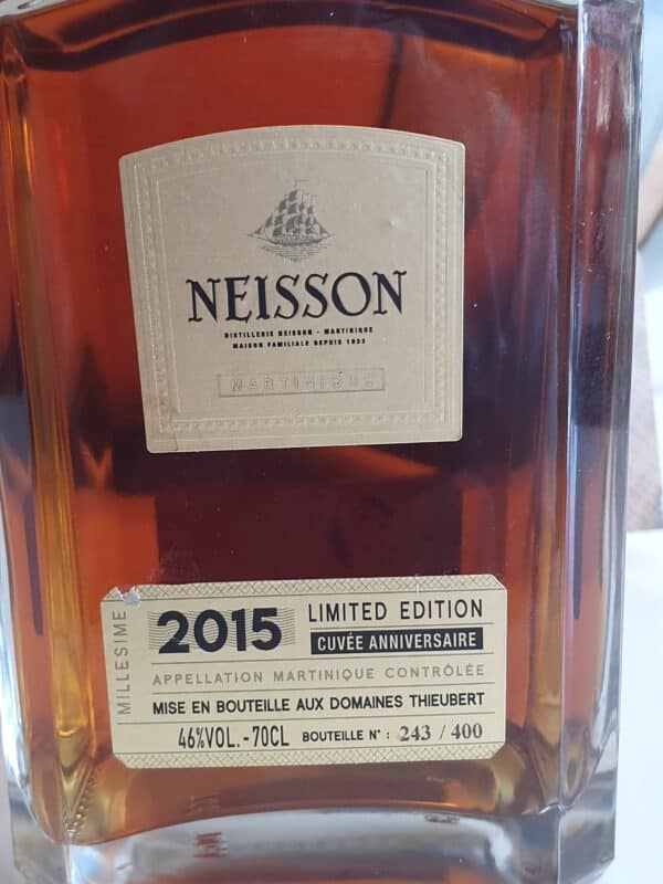 RHUM VIEUX NEISSON 70 CL 46°CUVEE ANNIVERSAIRE 88 ANS ST BARTH MILLESIME 2015 – Image 4